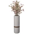Uniquewise Decorative Modern Ceramic Cylinder Shape Table Vase Flower Holder with Rope, White 11 Inch QI004362.L.WT